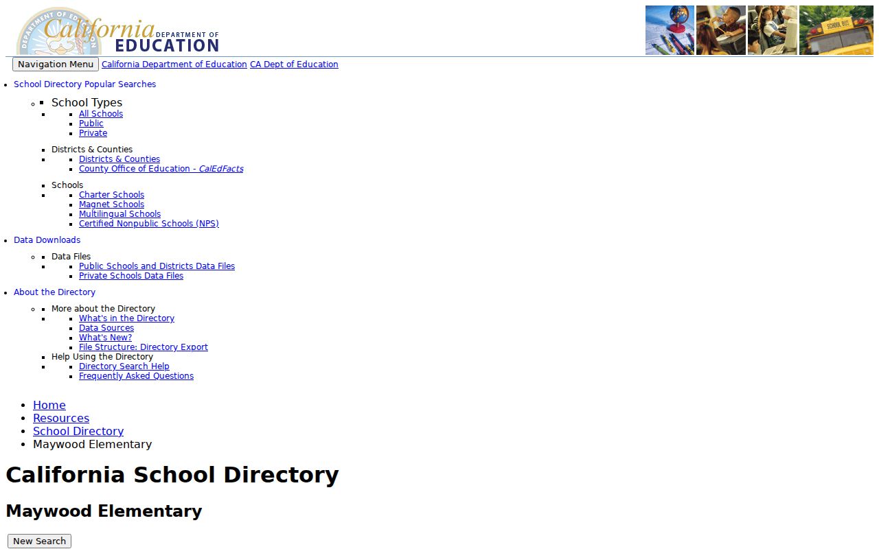 Maywood directories California school entry