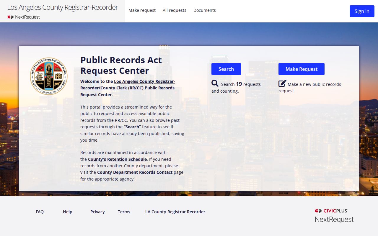 Maywood public records request center operated by RRCC