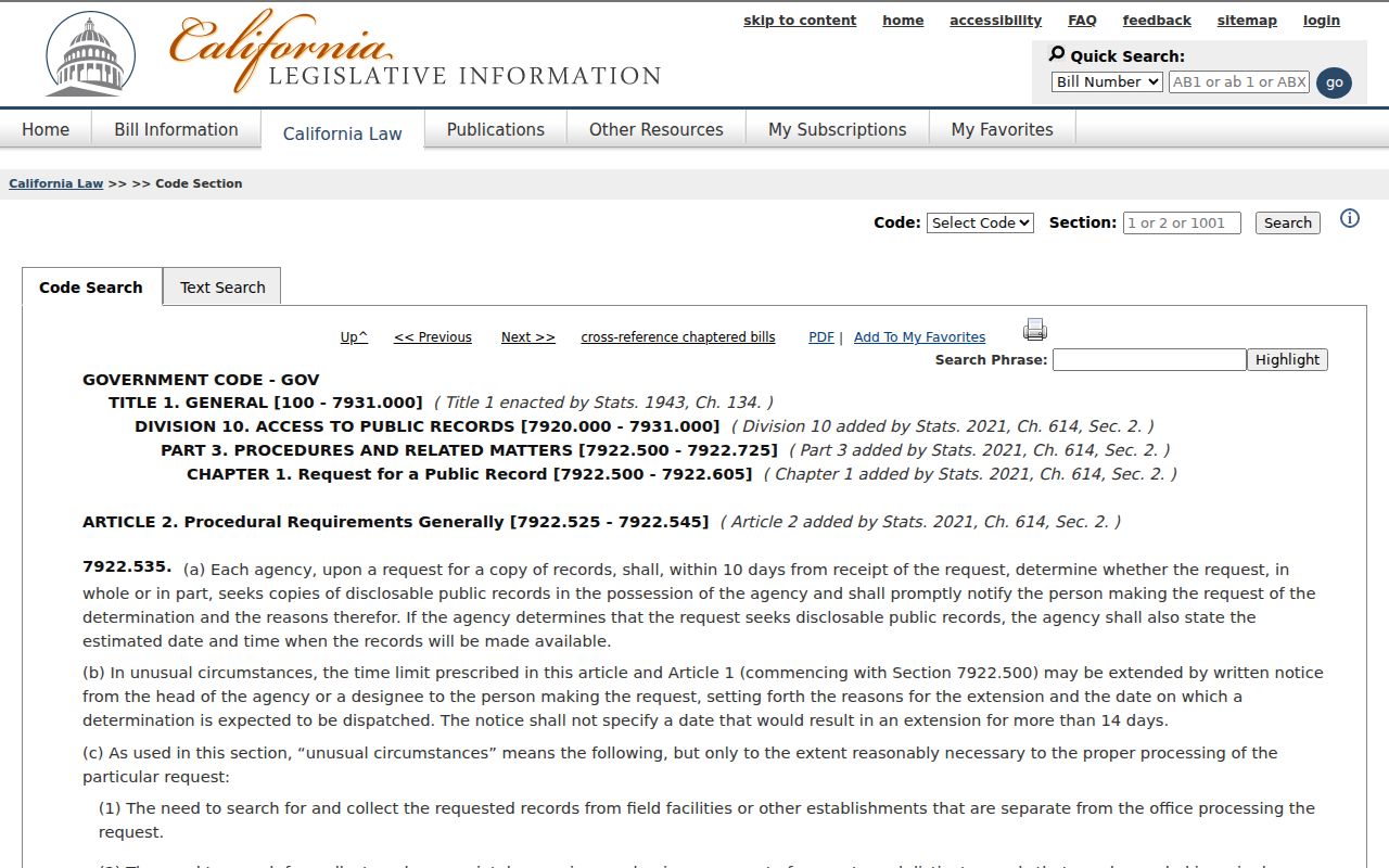 Maywood public records timing under the California code