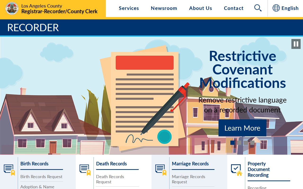 Maywood public records services on the county recorder site