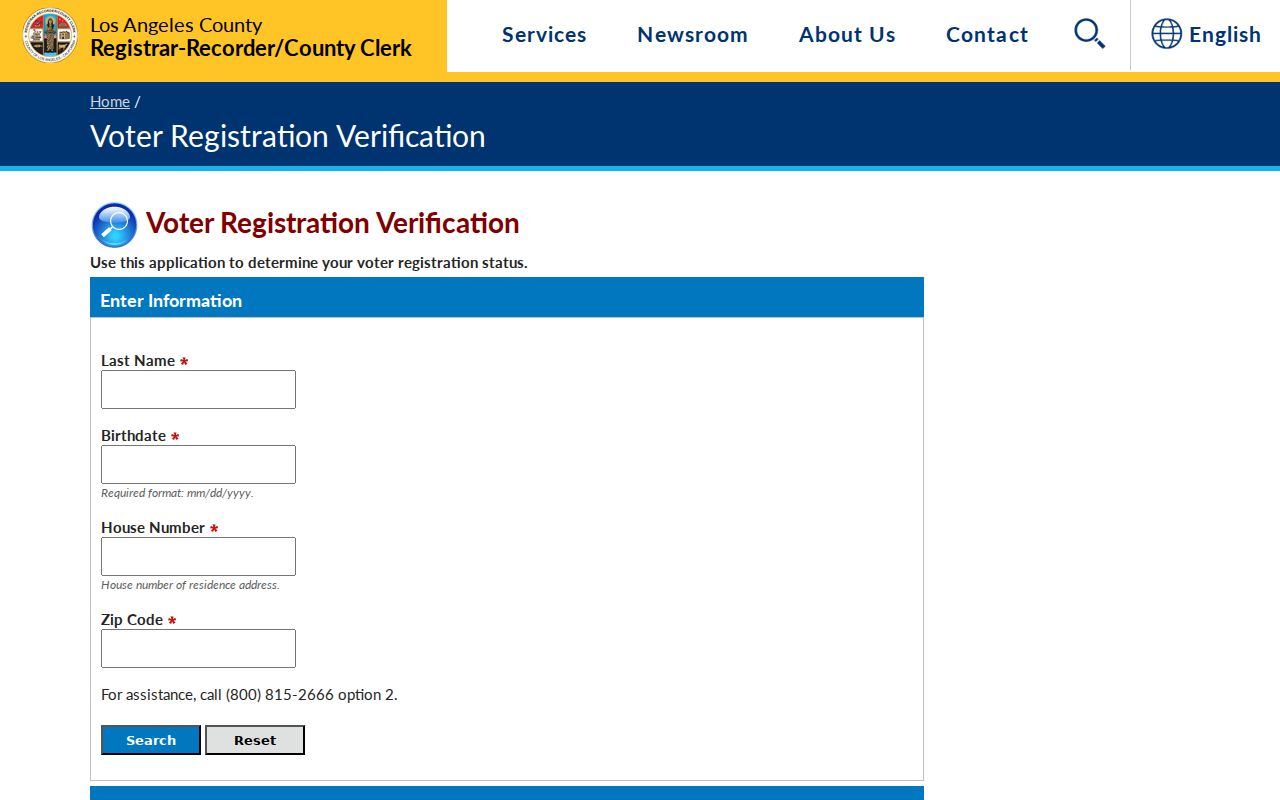 Maywood voter status fields on the Los Angeles County tool
