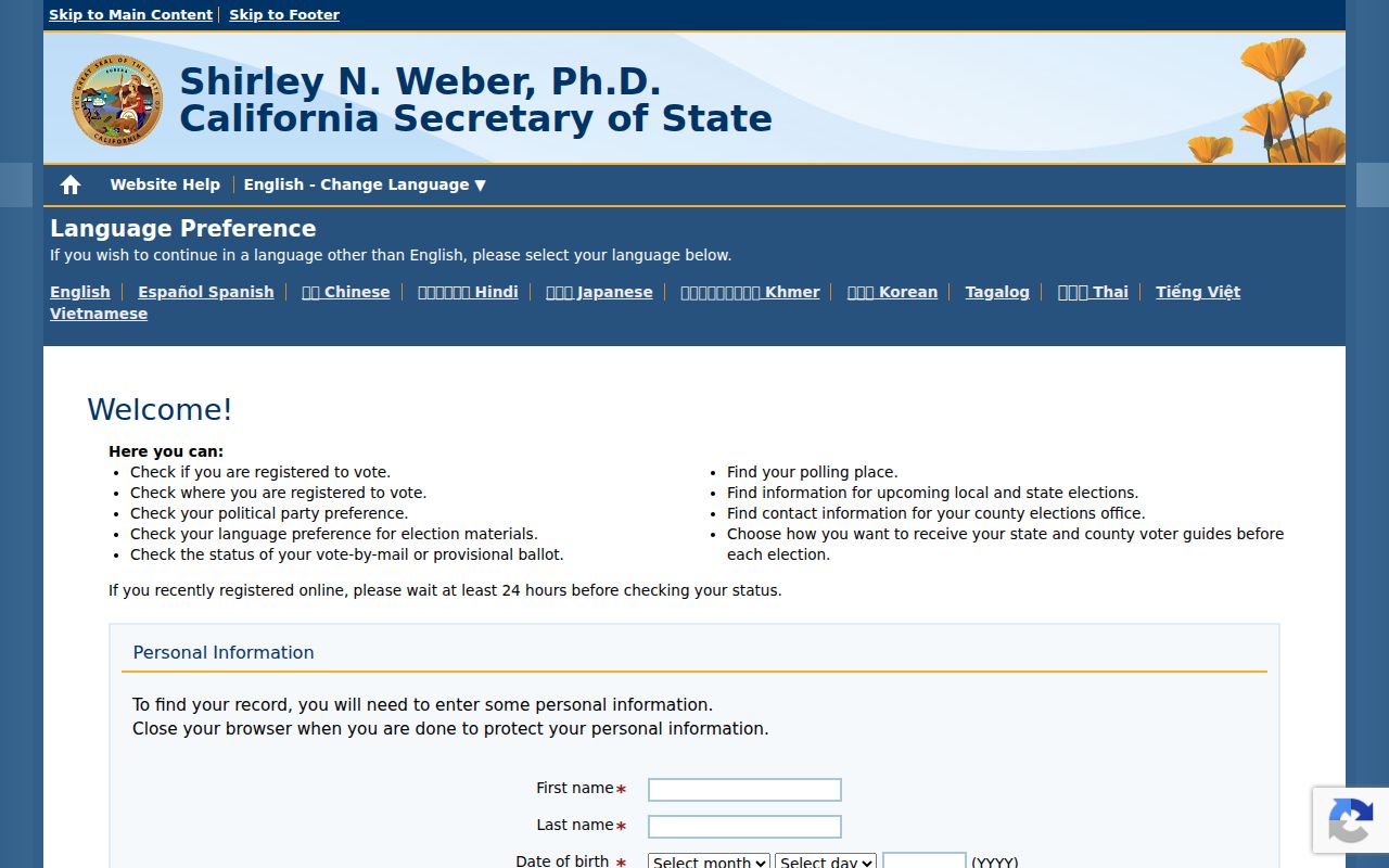 Maywood voter records access through California My Voter Status